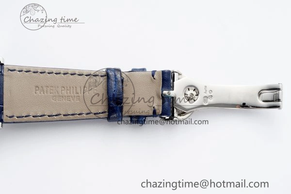 Annual Calendar Moonphase 5396 SS ZF 1:1 Best Edition White Blue Dial on Blue Leather Strap A324