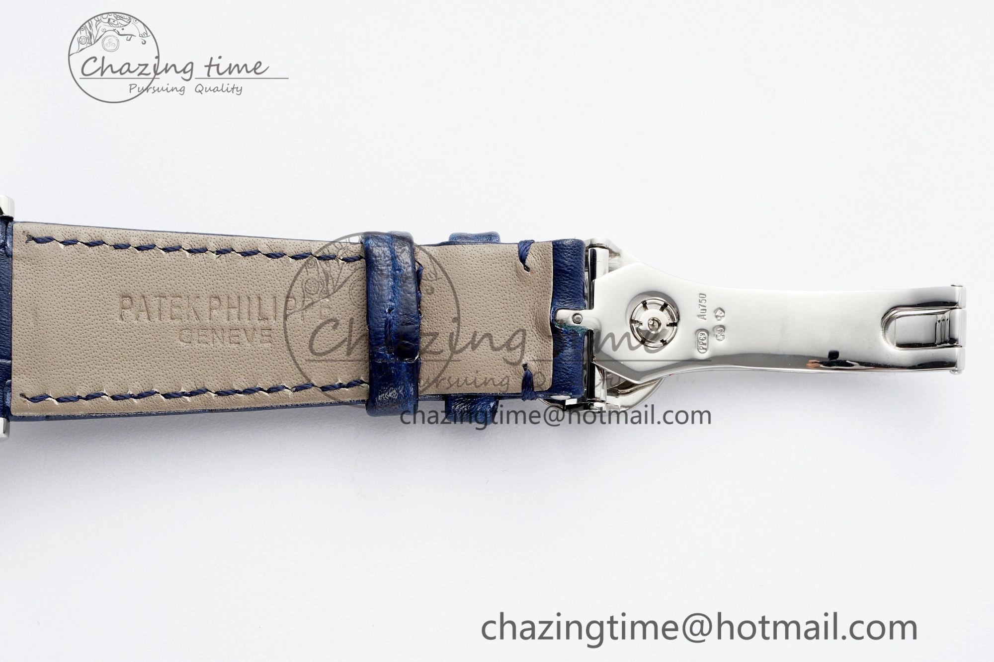 Annual Calendar Moonphase 5396 SS ZF 1:1 Best Edition White Blue Dial on Blue Leather Strap A324