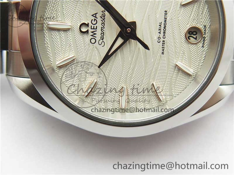 Aqua Terra 150M 34mm Ladies SS VSF 1:1 Best Edition White Wave Dial RG Markers on SS Bracelet A8800