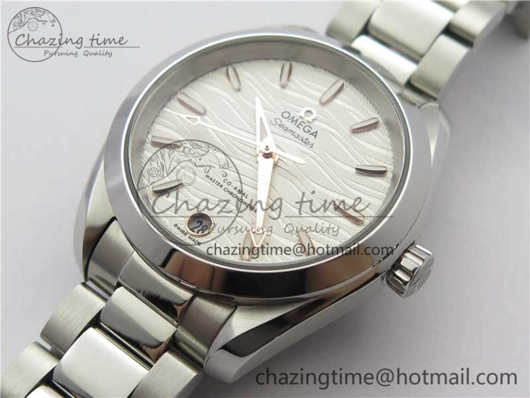 Aqua Terra 150M 34mm Ladies SS VSF 1:1 Best Edition White Wave Dial RG Markers on SS Bracelet A8800
