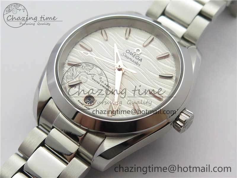 Aqua Terra 150M 34mm Ladies SS VSF 1:1 Best Edition White Wave Dial RG Markers on SS Bracelet A8800