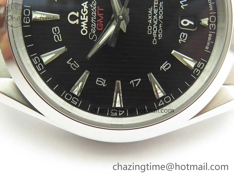 Aqua Terra 150M 43.5mm GMT SS VSF 1:1 Best Edition Black Textured Dial on SS Bracelet A8605 Super Clone V2