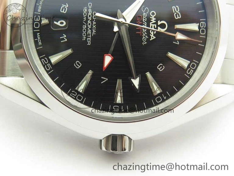 Aqua Terra 150M 43.5mm GMT SS VSF 1:1 Best Edition Black Textured Dial on SS Bracelet A8605 Super Clone V2