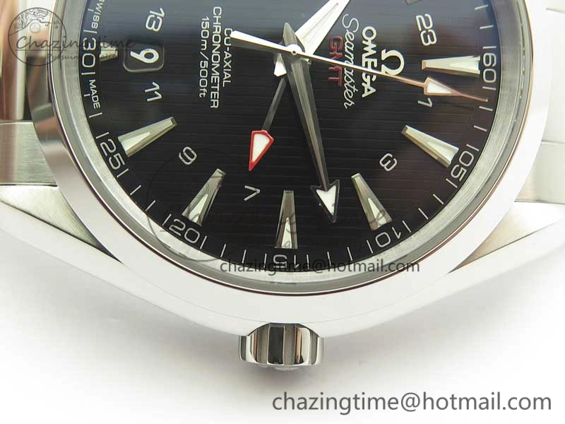Aqua Terra 150M 43.5mm GMT SS VSF 1:1 Best Edition Black Textured Dial on SS Bracelet A8605 Super Clone V2