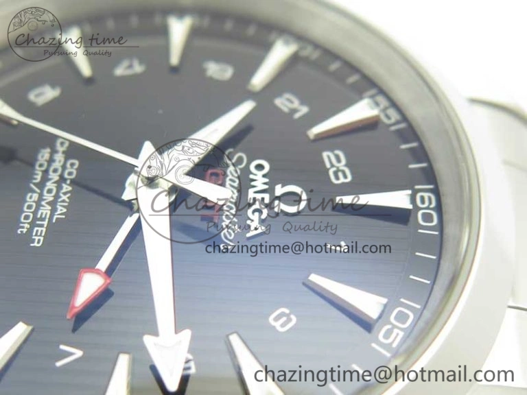 Aqua Terra 150M 43.5mm GMT SS VSF 1:1 Best Edition Black Textured Dial on SS Bracelet A8605 Super Clone V2
