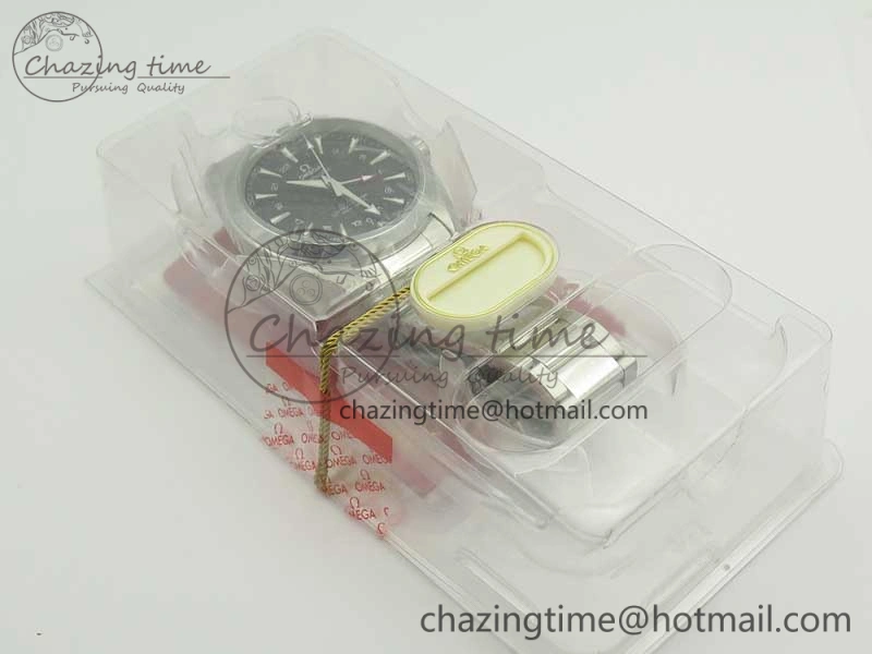 Aqua Terra 150M 43.5mm GMT SS VSF 1:1 Best Edition Black Textured Dial on SS Bracelet A8605 Super Clone V2