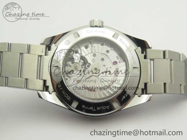 Aqua Terra 150M 43.5mm GMT SS VSF 1:1 Best Edition Blue Textured Dial on SS Bracelet A8605 Super Clone V2