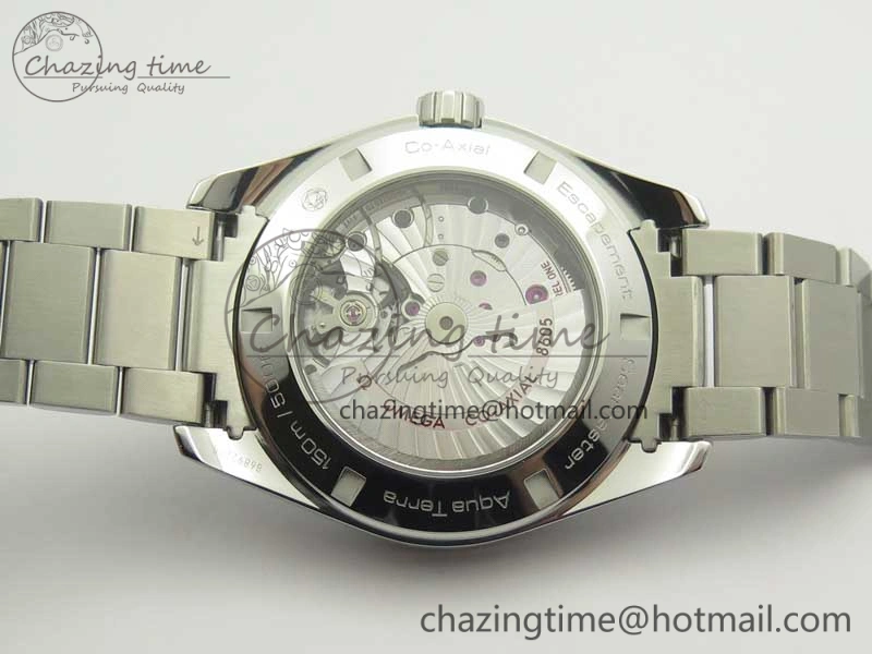 Aqua Terra 150M 43.5mm GMT SS VSF 1:1 Best Edition Blue Textured Dial on SS Bracelet A8605 Super Clone V2