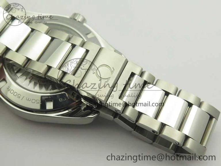 Aqua Terra 150M 43.5mm GMT SS VSF 1:1 Best Edition Blue Textured Dial on SS Bracelet A8605 Super Clone V2