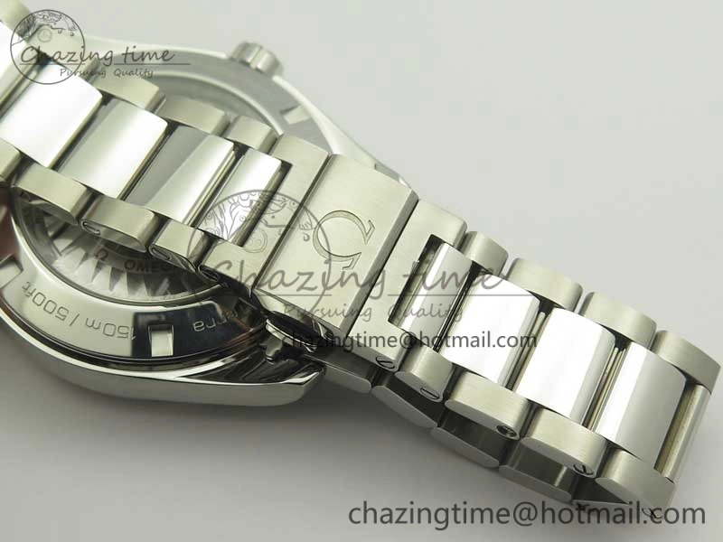 Aqua Terra 150M 43.5mm GMT SS VSF 1:1 Best Edition Blue Textured Dial on SS Bracelet A8605 Super Clone V2