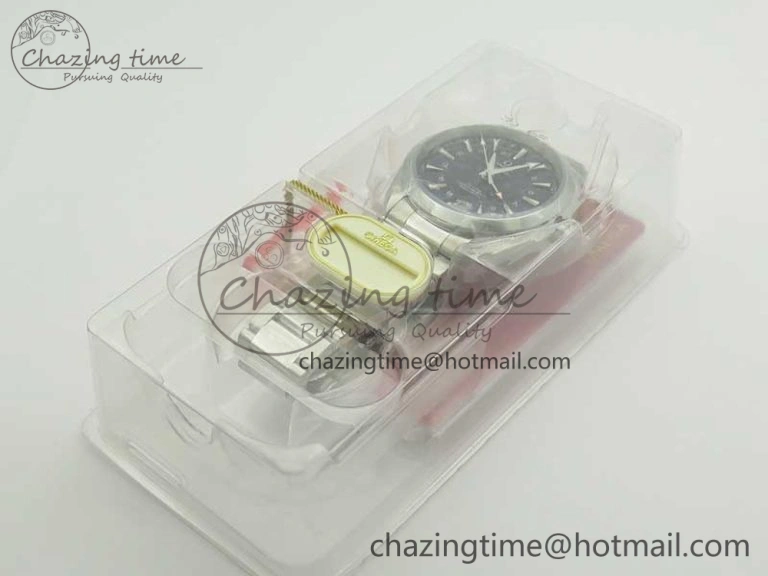 Aqua Terra 150M 43.5mm GMT SS VSF 1:1 Best Edition Blue Textured Dial on SS Bracelet A8605 Super Clone V2