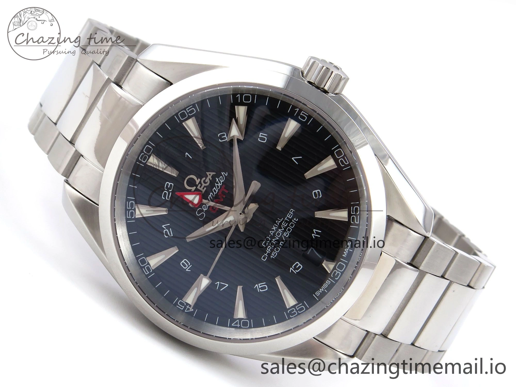 Aqua Terra 150M GMT OMF 1:1 Best Edition Black Textured Dial on SS Bracelet A8500