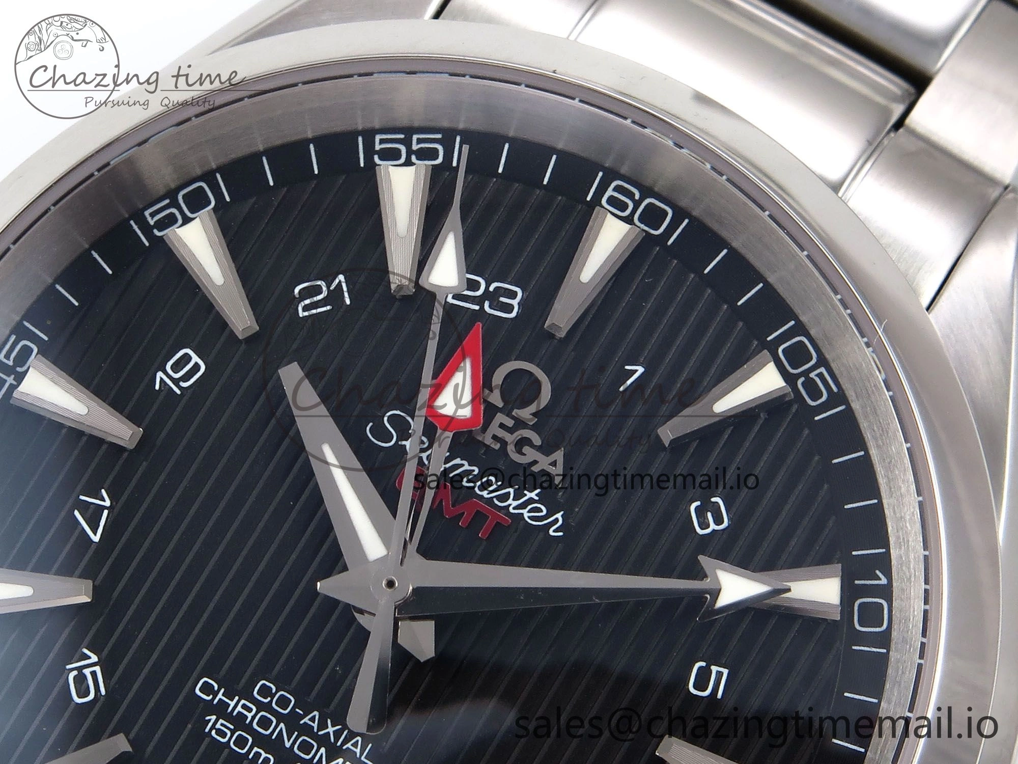 Aqua Terra 150M GMT OMF 1:1 Best Edition Black Textured Dial on SS Bracelet A8500