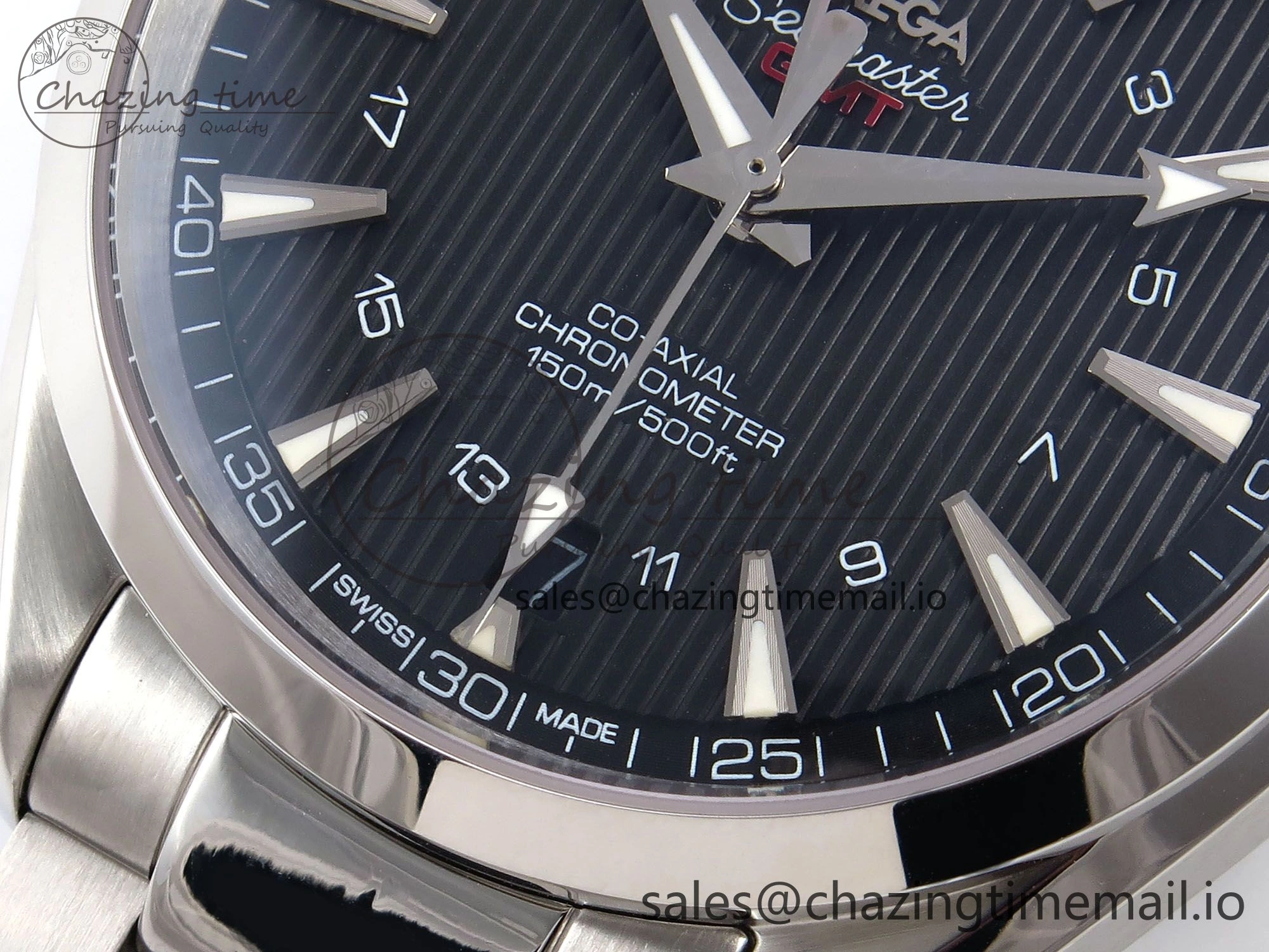 Aqua Terra 150M GMT OMF 1:1 Best Edition Black Textured Dial on SS Bracelet A8500