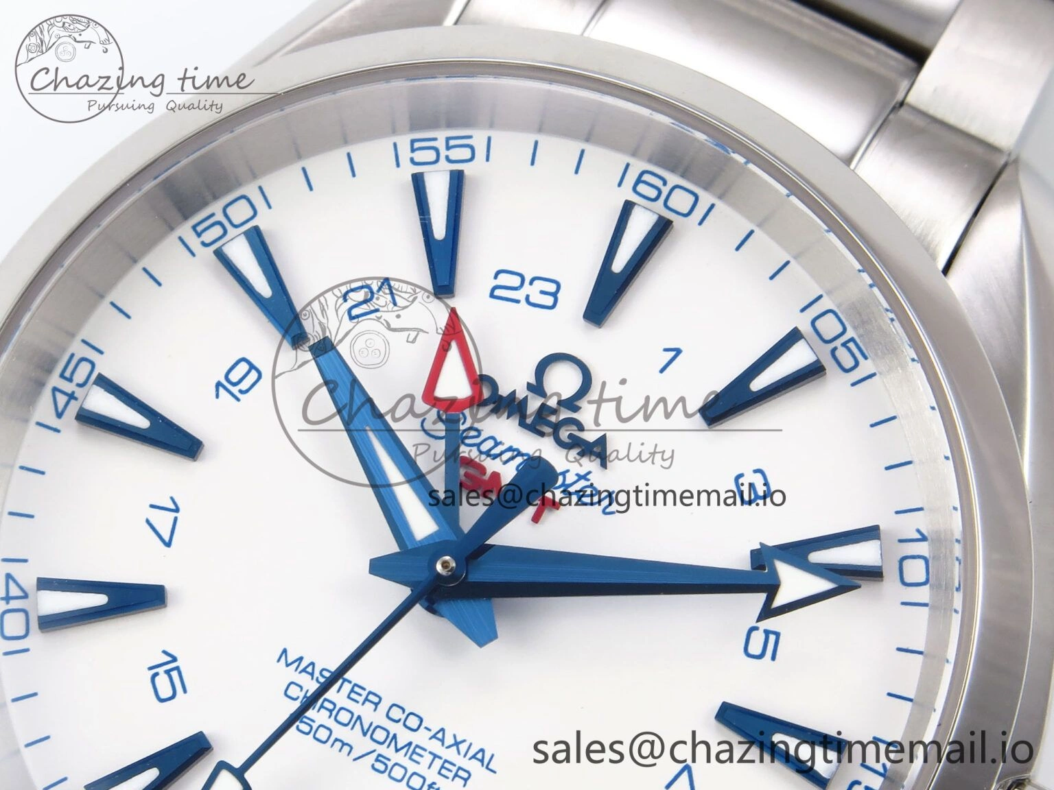 Aqua Terra 150M GMT OMF 1:1 Best Edition White Blue Dial on SS Bracelet A8500