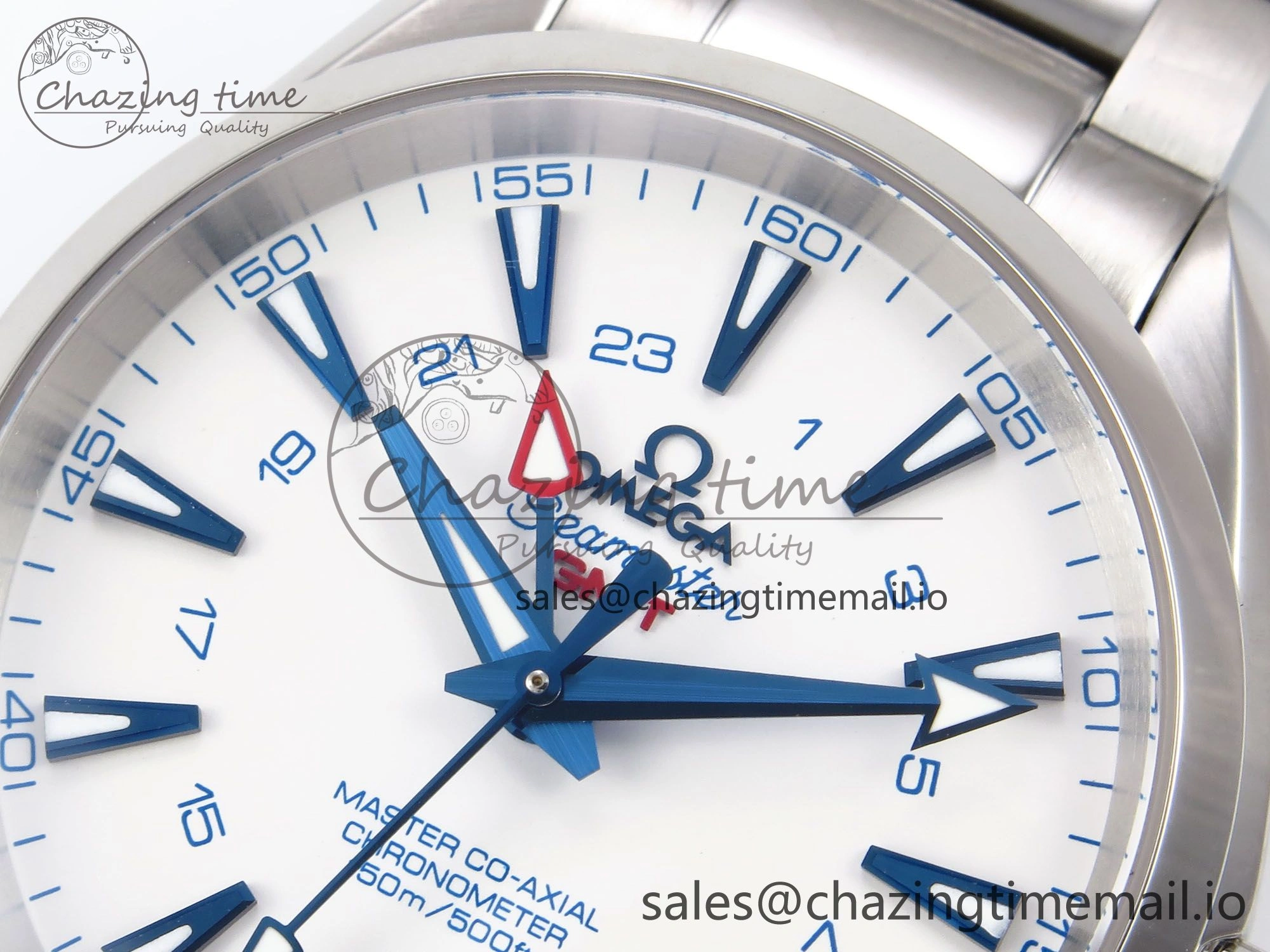 Aqua Terra 150M GMT OMF 1:1 Best Edition White Blue Dial on SS Bracelet A8500