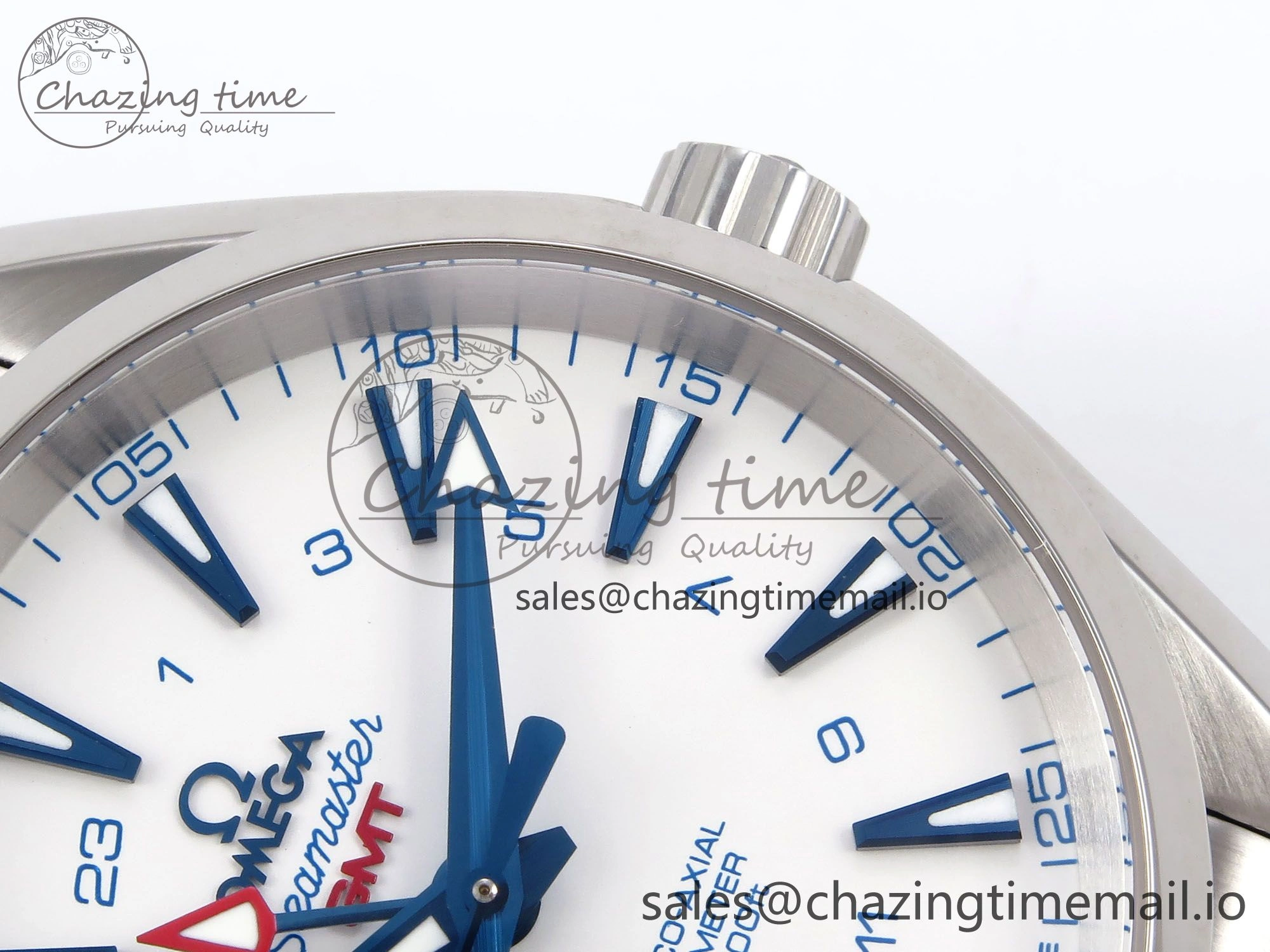 Aqua Terra 150M GMT OMF 1:1 Best Edition White Blue Dial on SS Bracelet A8500