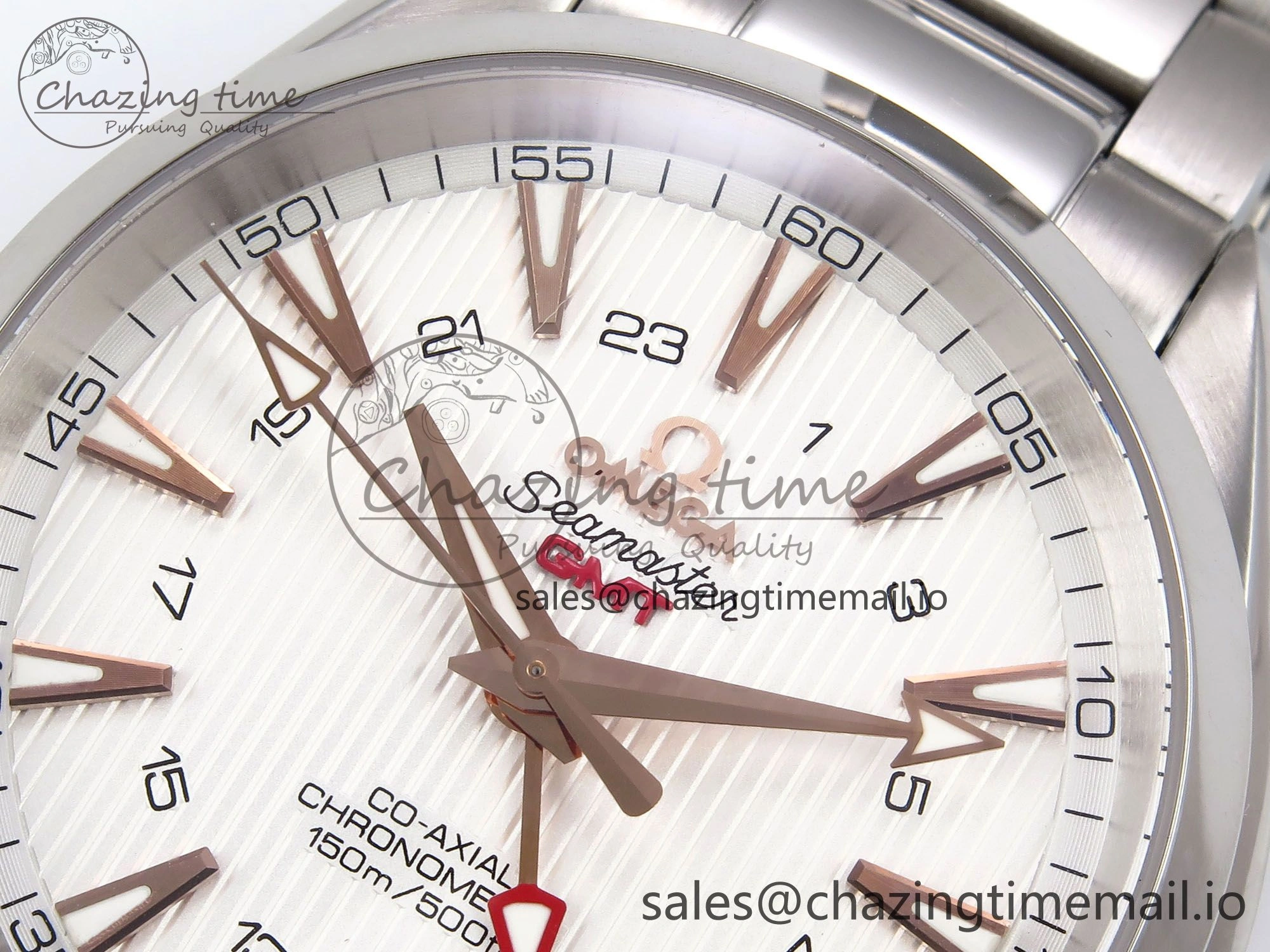Aqua Terra 150M GMT OMF 1:1 Best Edition White RG Textured Dial on SS Bracelet A8500