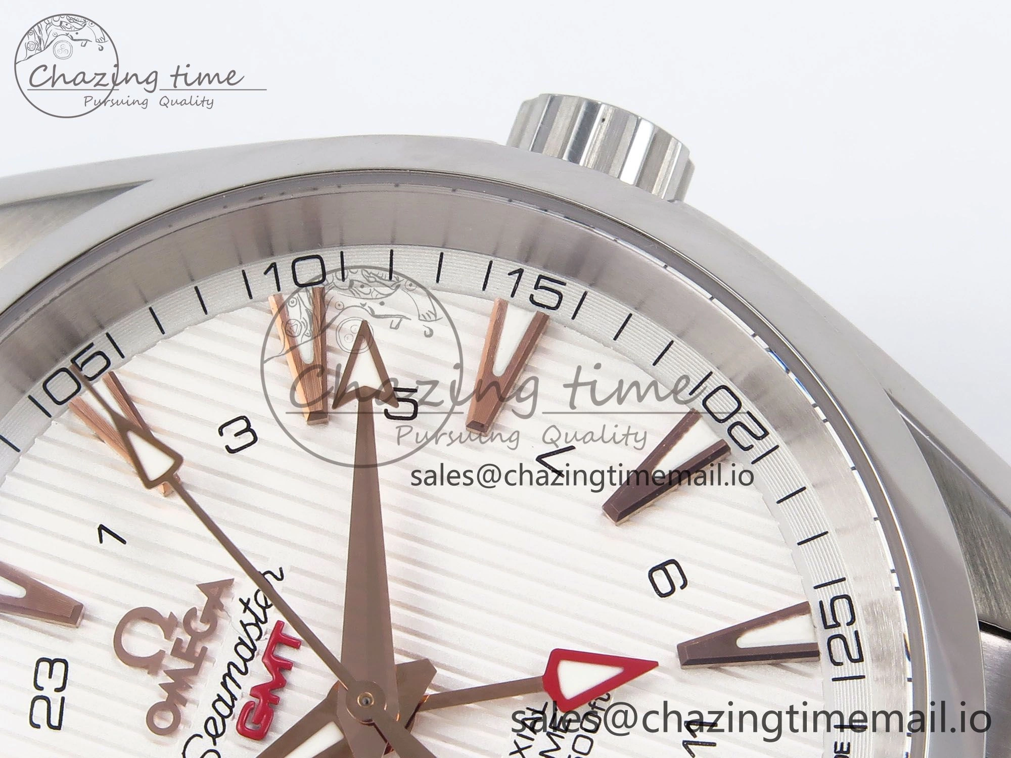 Aqua Terra 150M GMT OMF 1:1 Best Edition White RG Textured Dial on SS Bracelet A8500