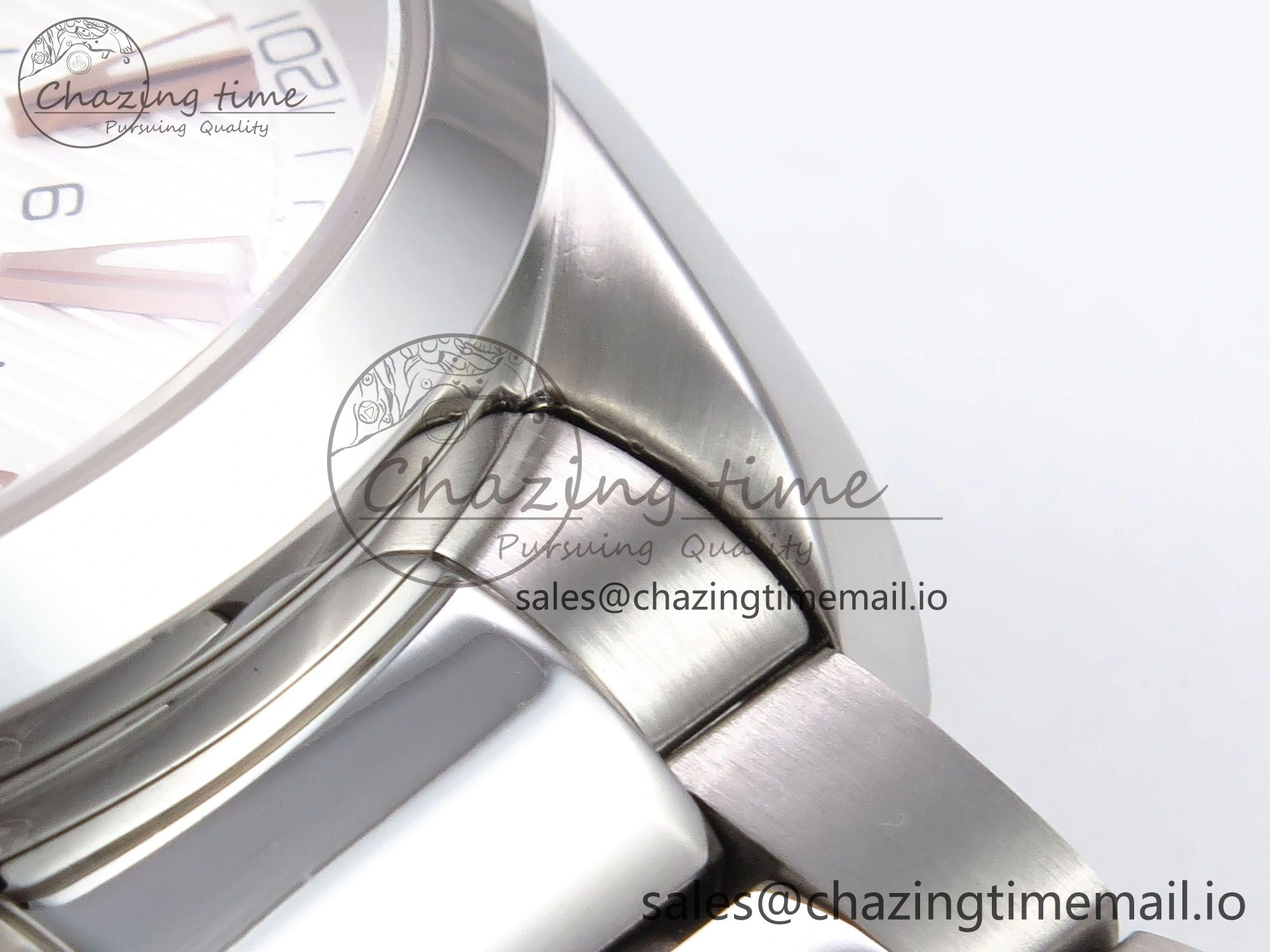 Aqua Terra 150M GMT OMF 1:1 Best Edition White RG Textured Dial on SS Bracelet A8500