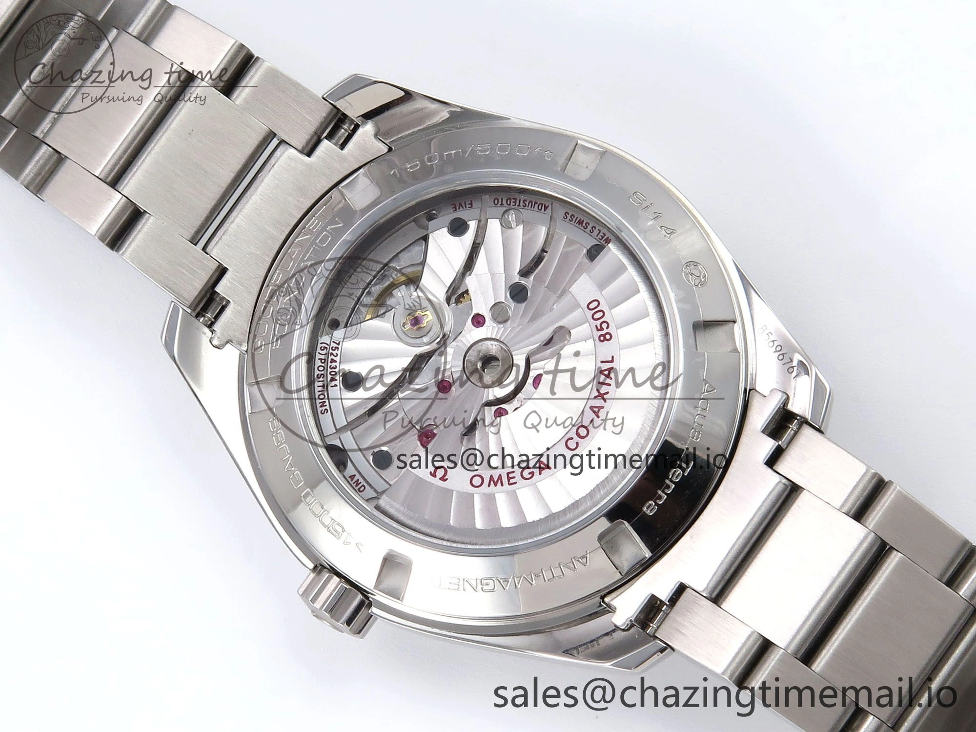Aqua Terra 150M GMT OMF 1:1 Best Edition White RG Textured Dial on SS Bracelet A8500