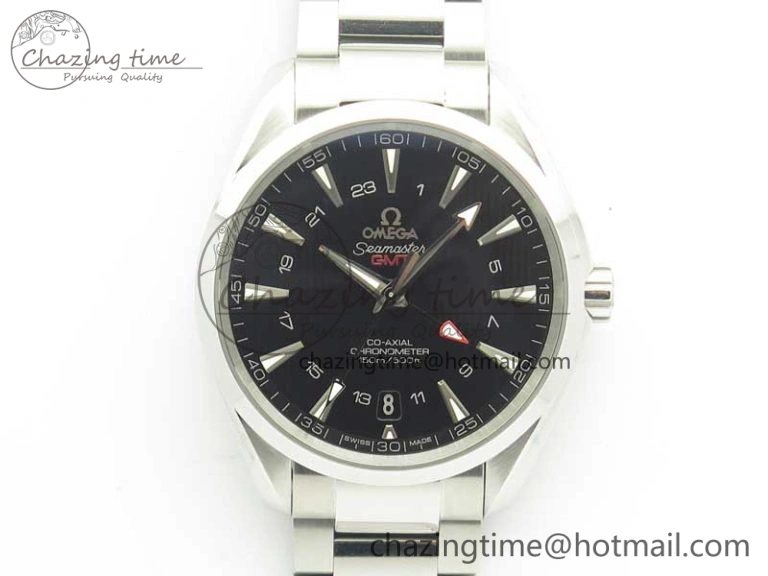 Aqua Terra 150M GMT SS VSF 1:1 Best Edition Black Textured Dial on SS Bracelet A8605 Super Clone