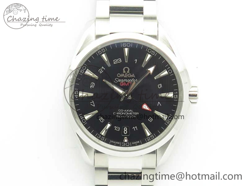 Aqua Terra 150M GMT SS VSF 1:1 Best Edition Black Textured Dial on SS Bracelet A8605 Super Clone