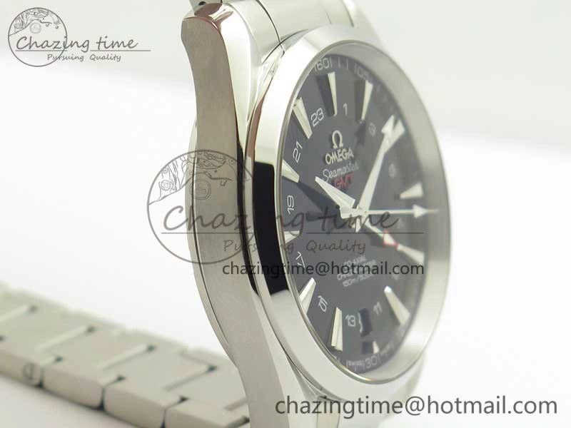 Aqua Terra 150M GMT SS VSF 1:1 Best Edition Black Textured Dial on SS Bracelet A8605 Super Clone