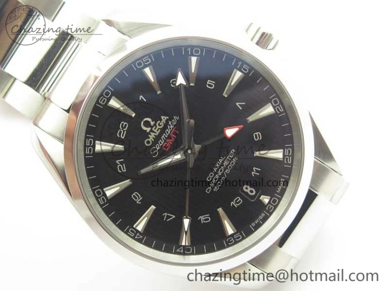 Aqua Terra 150M GMT SS VSF 1:1 Best Edition Black Textured Dial on SS Bracelet A8605 Super Clone