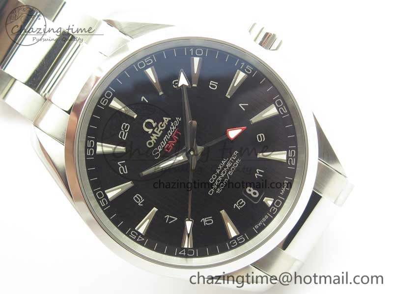 Aqua Terra 150M GMT SS VSF 1:1 Best Edition Black Textured Dial on SS Bracelet A8605 Super Clone