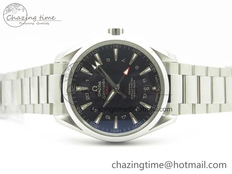 Aqua Terra 150M GMT SS VSF 1:1 Best Edition Black Textured Dial on SS Bracelet A8605 Super Clone