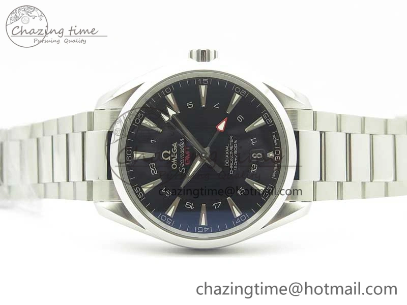 Aqua Terra 150M GMT SS VSF 1:1 Best Edition Black Textured Dial on SS Bracelet A8605 Super Clone