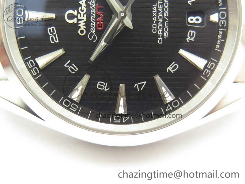 Aqua Terra 150M GMT SS VSF 1:1 Best Edition Black Textured Dial on SS Bracelet A8605 Super Clone