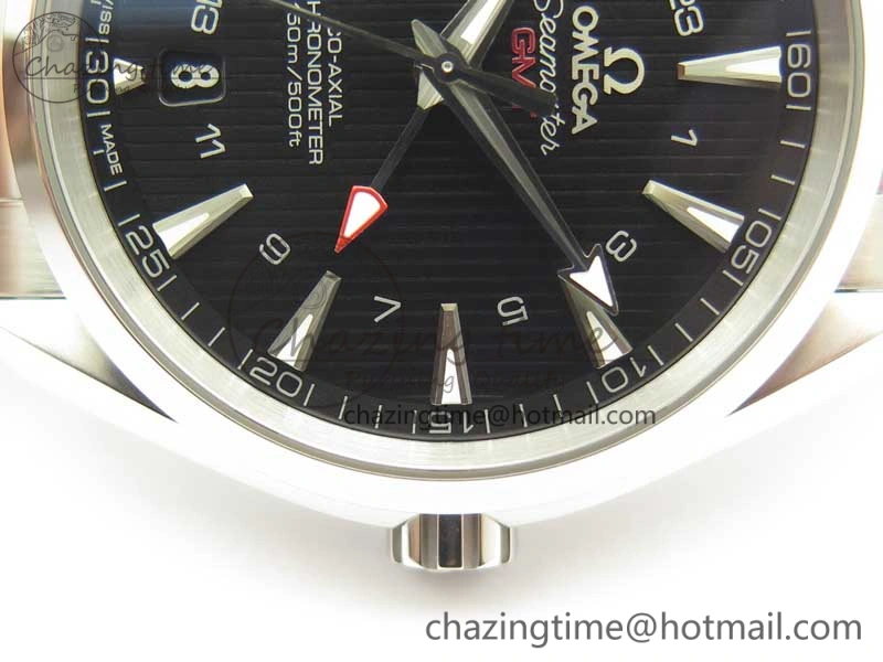 Aqua Terra 150M GMT SS VSF 1:1 Best Edition Black Textured Dial on SS Bracelet A8605 Super Clone