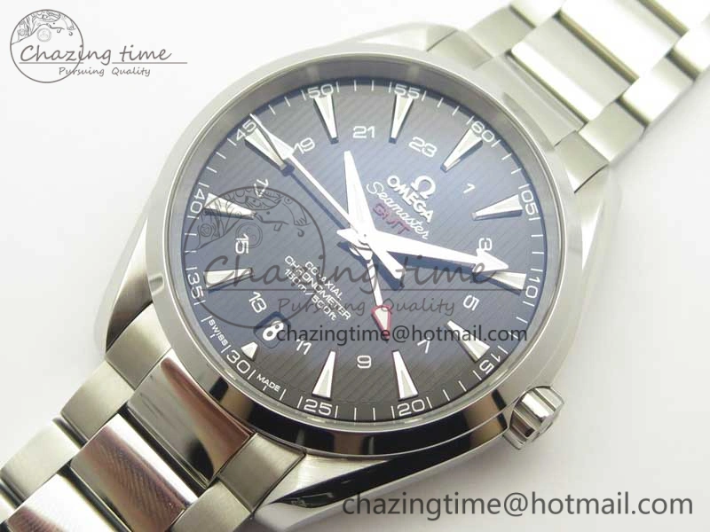Aqua Terra 150M GMT SS VSF 1:1 Best Edition Black Textured Dial on SS Bracelet A8605 Super Clone