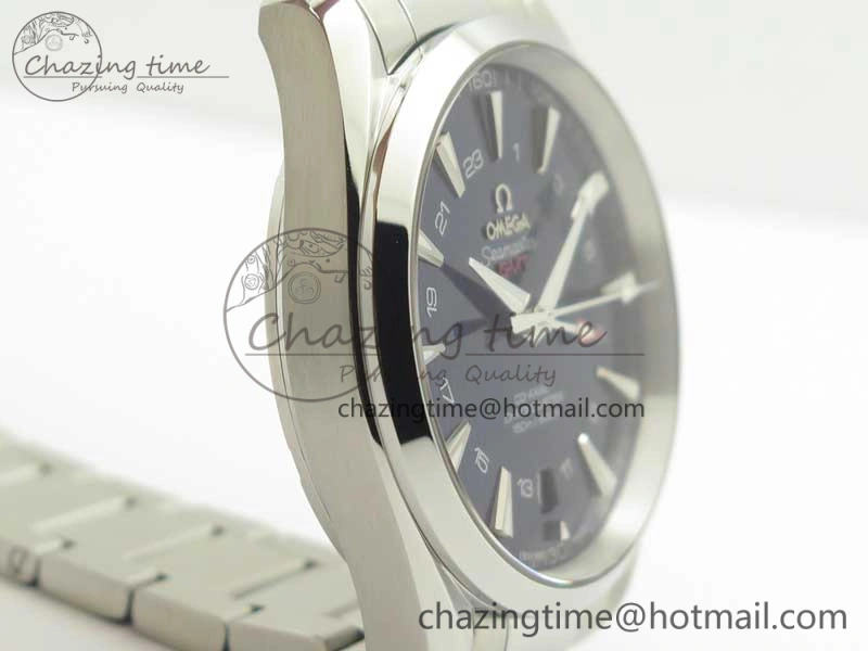 Aqua Terra 150M GMT SS VSF 1:1 Best Edition Blue Textured Dial on SS Bracelet A8605 Super Clone