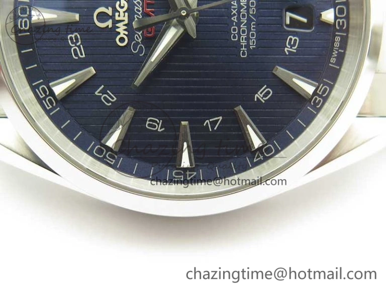 Aqua Terra 150M GMT SS VSF 1:1 Best Edition Blue Textured Dial on SS Bracelet A8605 Super Clone