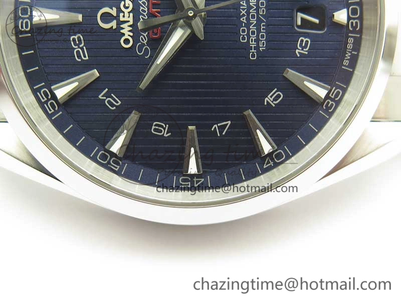 Aqua Terra 150M GMT SS VSF 1:1 Best Edition Blue Textured Dial on SS Bracelet A8605 Super Clone