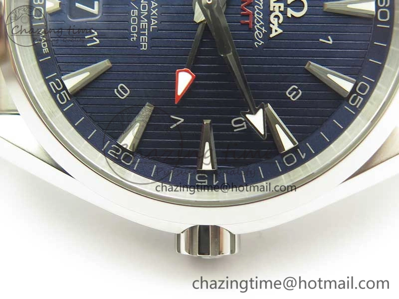 Aqua Terra 150M GMT SS VSF 1:1 Best Edition Blue Textured Dial on SS Bracelet A8605 Super Clone