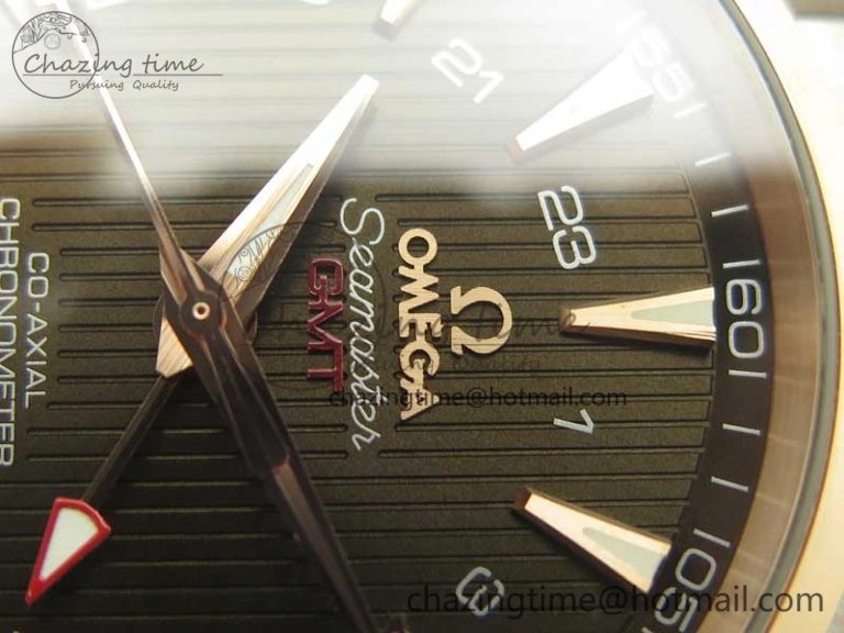 Aqua Terra 150M GMT SS RG VSF 1:1 Best Edition Brown Textured Dial on SS RG Bracelet A8605 Super Clone