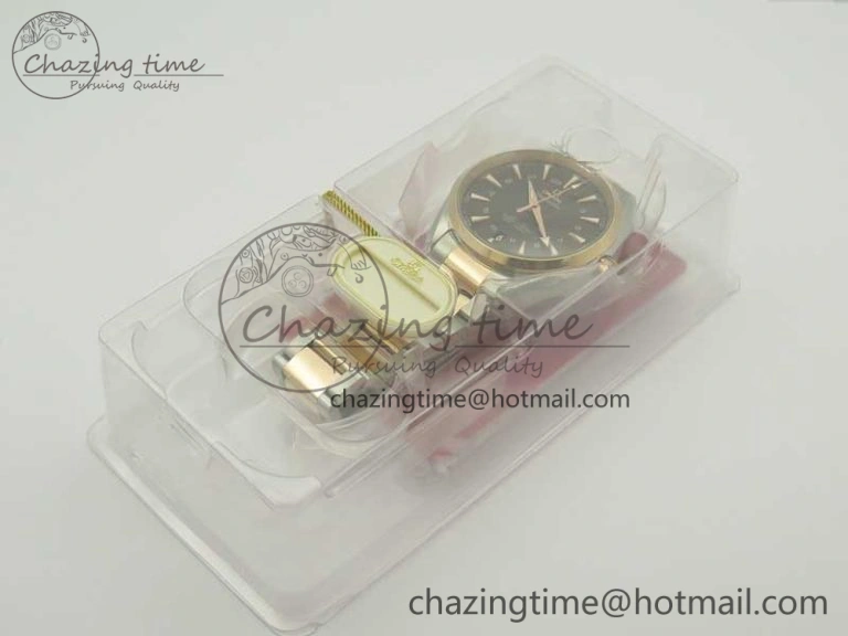 Aqua Terra 150M GMT SS RG VSF 1:1 Best Edition Brown Textured Dial on SS RG Bracelet A8605 Super Clone