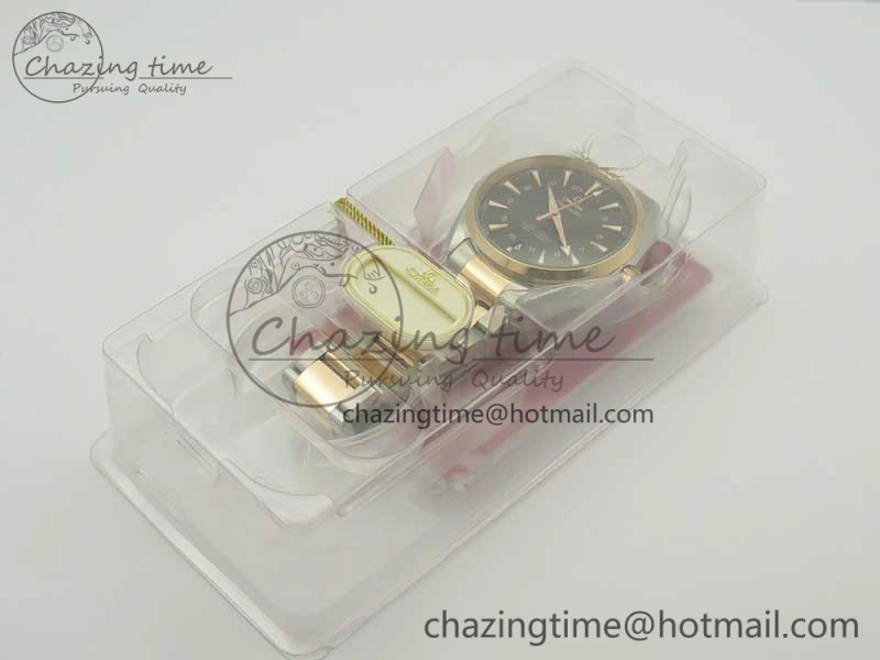 Aqua Terra 150M GMT SS RG VSF 1:1 Best Edition Brown Textured Dial on SS RG Bracelet A8605 Super Clone
