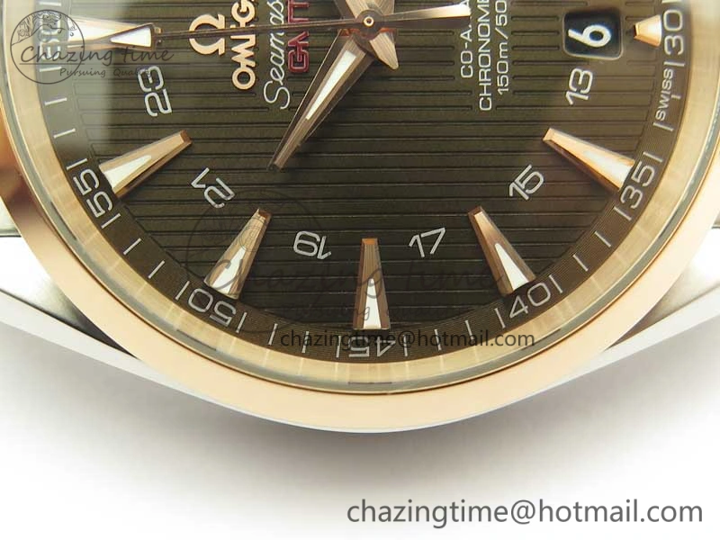 Aqua Terra 150M GMT SS RG VSF 1:1 Best Edition Brown Textured Dial on SS RG Bracelet A8605 Super Clone