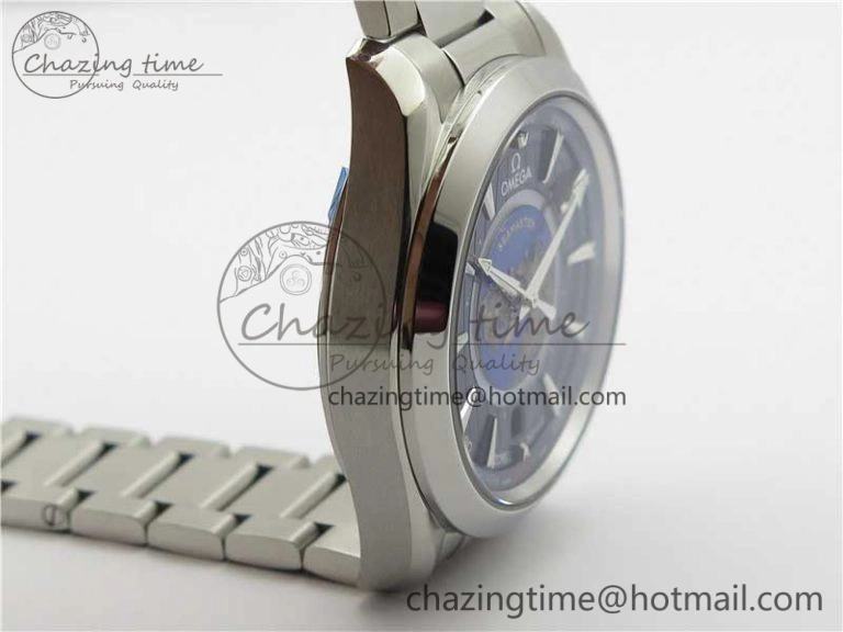Aqua Terra 150M GMT Worldtimer 43mm  VSF 1:1 Best Edition Blue Dial on SS Bracelet A8938