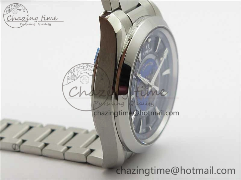 Aqua Terra 150M GMT Worldtimer 43mm  VSF 1:1 Best Edition Blue Dial on SS Bracelet A8938