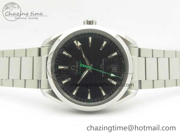 Aqua Terra 150M Master Chronometers VSF 1:1 Best Edition Black Dial Green Hand on SS Bracelet A8900 Super Clone