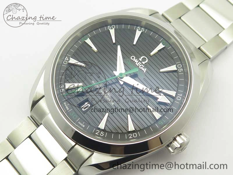Aqua Terra 150M Master Chronometers VSF 1:1 Best Edition Black Dial Green Hand on SS Bracelet A8900 Super Clone