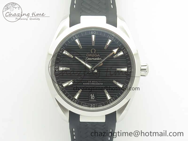 Aqua Terra 150M Master Chronometers VSF 1:1 Best Edition Black Dial SS Hand on Black Rubber Strap A8900 Super Clone