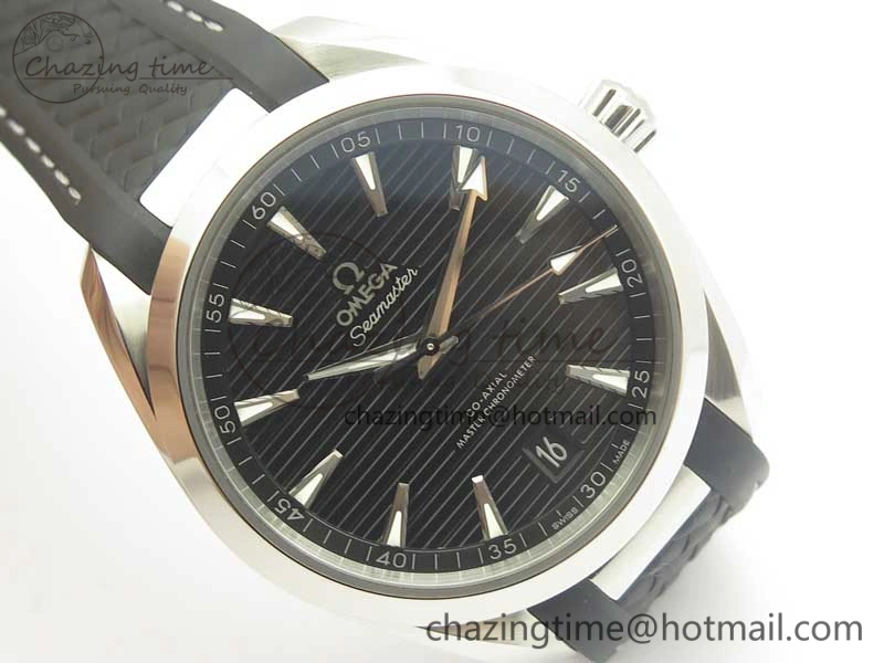 Aqua Terra 150M Master Chronometers VSF 1:1 Best Edition Black Dial SS Hand on Black Rubber Strap A8900 Super Clone