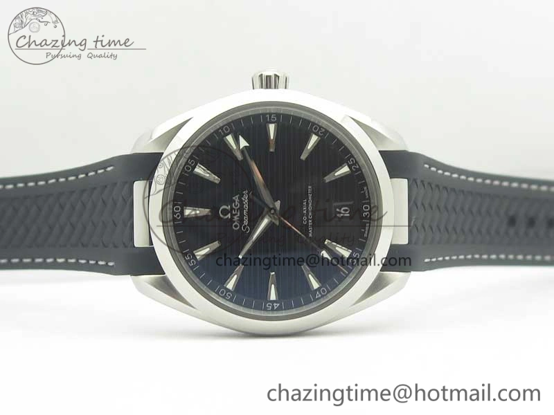 Aqua Terra 150M Master Chronometers VSF 1:1 Best Edition Black Dial SS Hand on Black Rubber Strap A8900 Super Clone